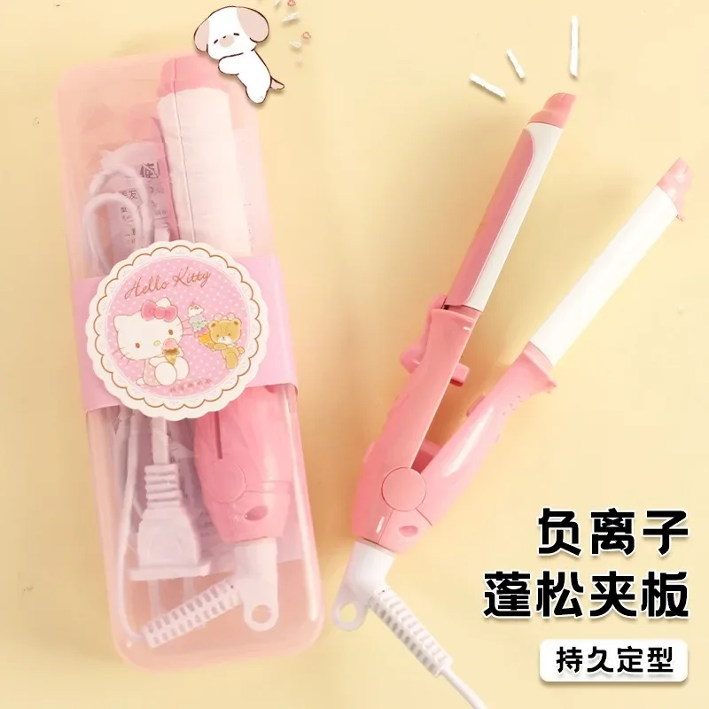 Sanrio Hello Kitty Mini Straight Clipboard Girl Straight Hair Curling Rod Cartoon Small Power Dual-use Bangs Straightener Gifts