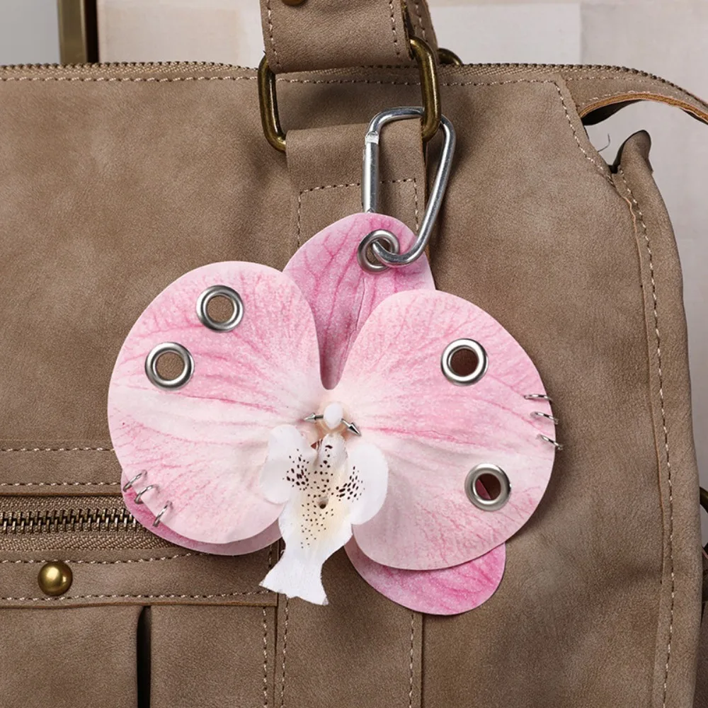 Sweet Simulation Flower Orchid Lily Keychain Colorful Backpack Decoration Flower Bag Pendant Gifts Butterfly Orchid Keychain