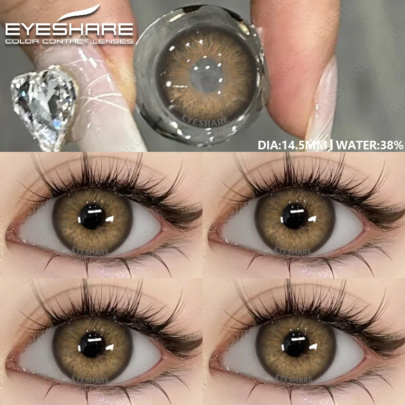 EYESHARE 1pair Natural Eye Lenses Color Contact Lenses for Eyes Green Lenses Blue Eye Contact Lens Yearly Cosmetic Gray Pupils