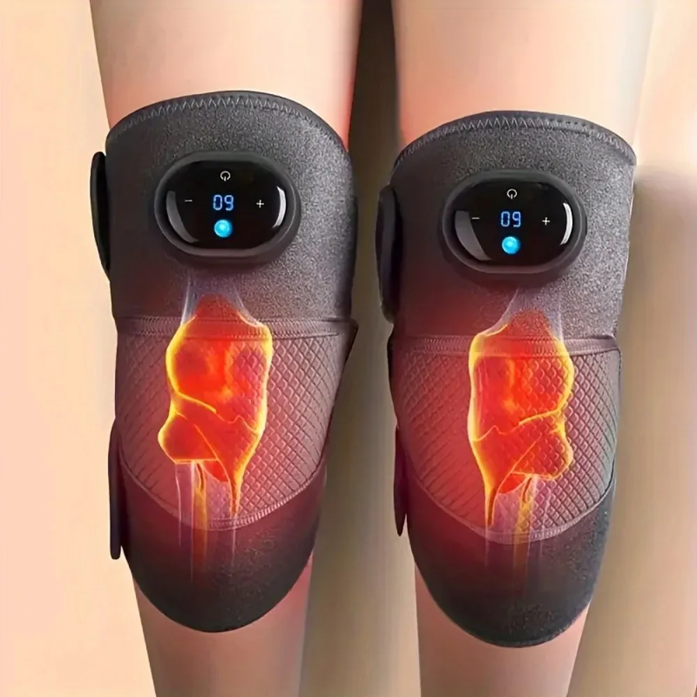 1Pc/2Pcs Heated Knee Massager, 3-in-1 Heated Knee Elbow Shoulder Wrap Vibrating Knee Heating Pad