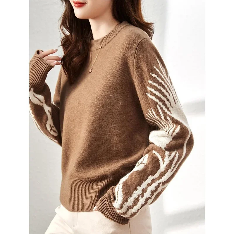 Women Clothing Winter Thick Sweaters Wool Knitted O-neck Loose Knitwear Vintage Chic Casual Warm Comfortable Pullovers