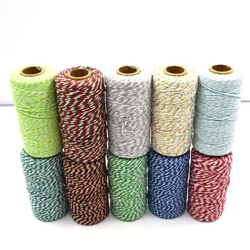 2mm Cotton Cord Twine String Rope Two-color Cotton Hand Craft DIY Twine Room Textile Gift Packaging Christmas Wedding Decoration