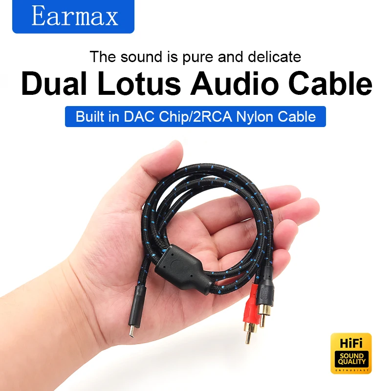 USB-C To 2RCA TYPE-C Cable is For Mixing Consoles Speakers Amplifiers Laptops IPads and iPhone 15