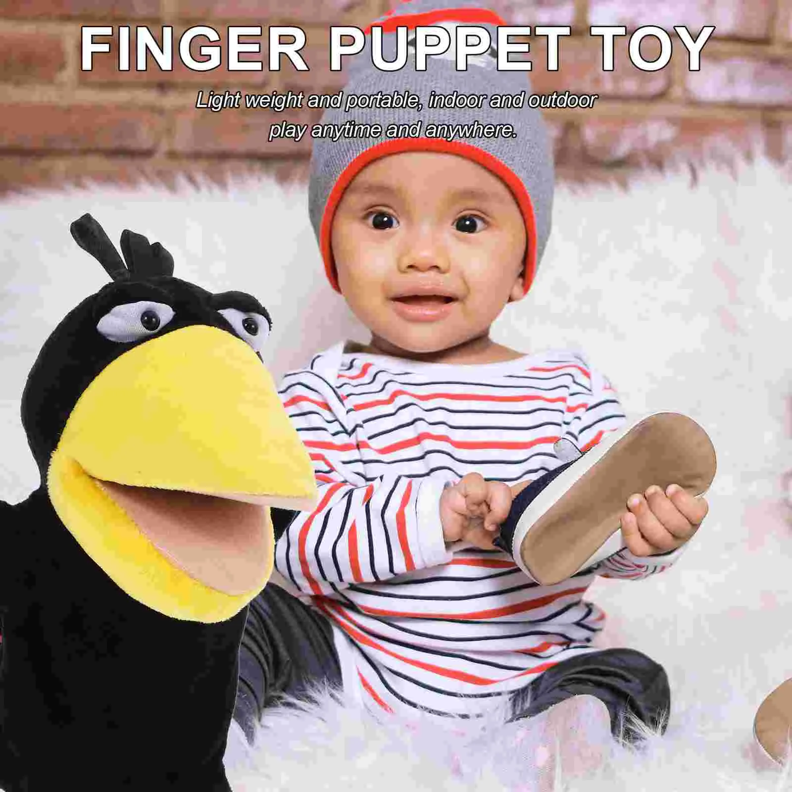 Kraai Handpop Vinger Kind Speelgoed Mini Poppen Pluche Dier Mooie Puppets Peuter Speelgoed