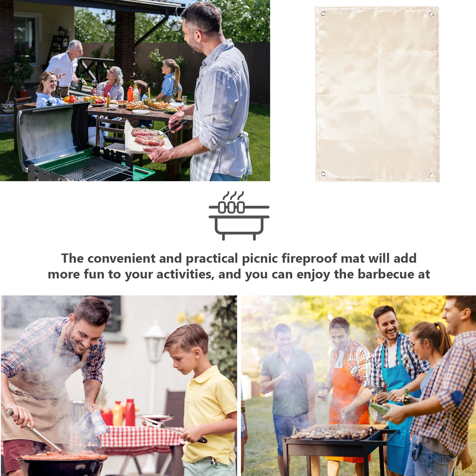 

Moisture-proof Pad Camping Mat Fire-resistant Heat Insulation Blanket Glass Fiber Durable Family Picnic BBQ Retardant