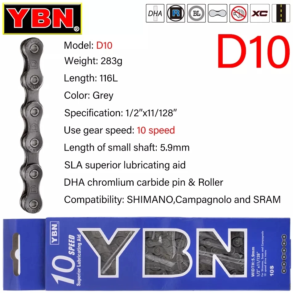 YBN Bicycle Chain 8/9/10/11/12 Speed MTB/Road Bike Bicycle Chain 116L/126L 8V 9V 10V 11V 12V Chains for SHIMANO SRAM