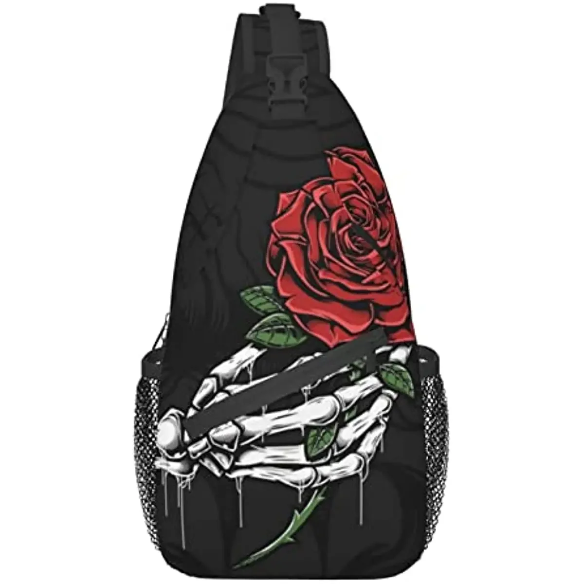 Rose Sugar Skull Chest Bags Crossbody Sling Backpack Travel Hiking Daypack Crossbody Shoulder Bag for Women Men Teens