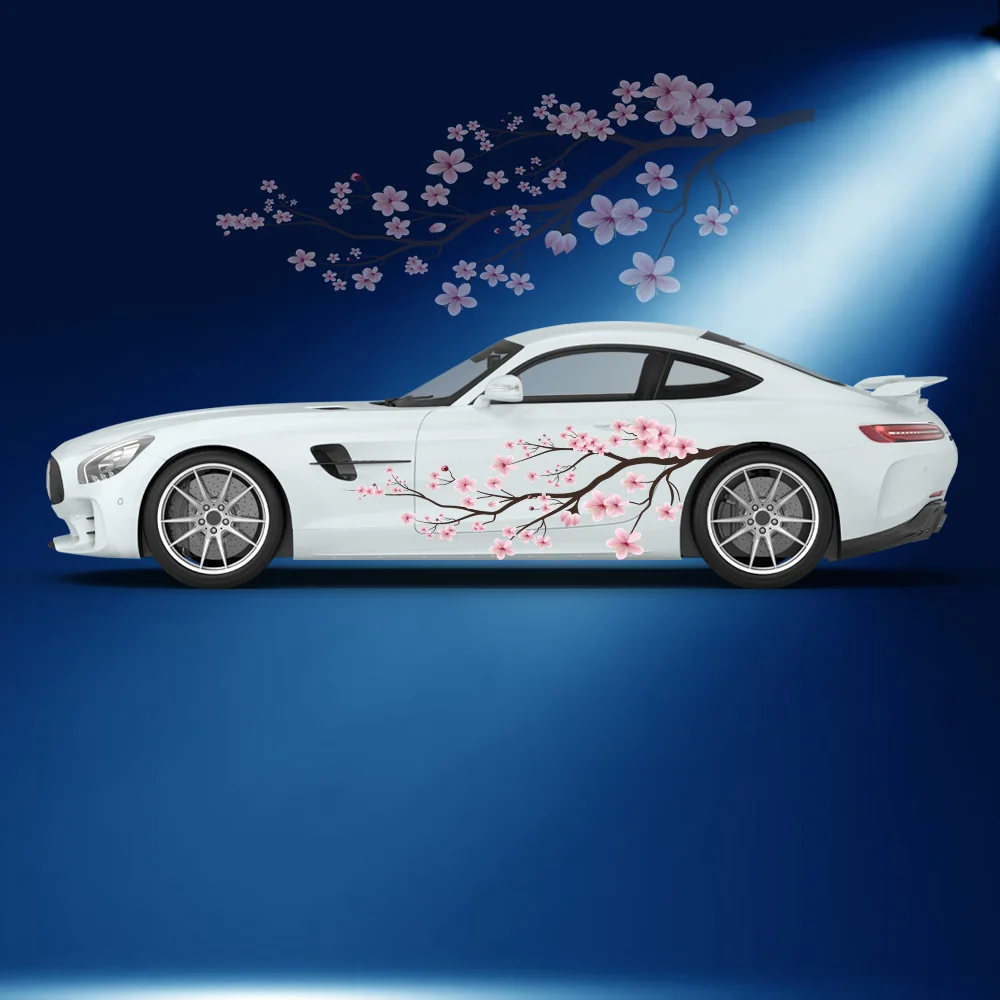 

Pink Cherry Blossom Pattern Car Side Sticker Vinyl Self-adhesive Paper Motorsport Paint Decal Suitable for Truck Suv Decoration