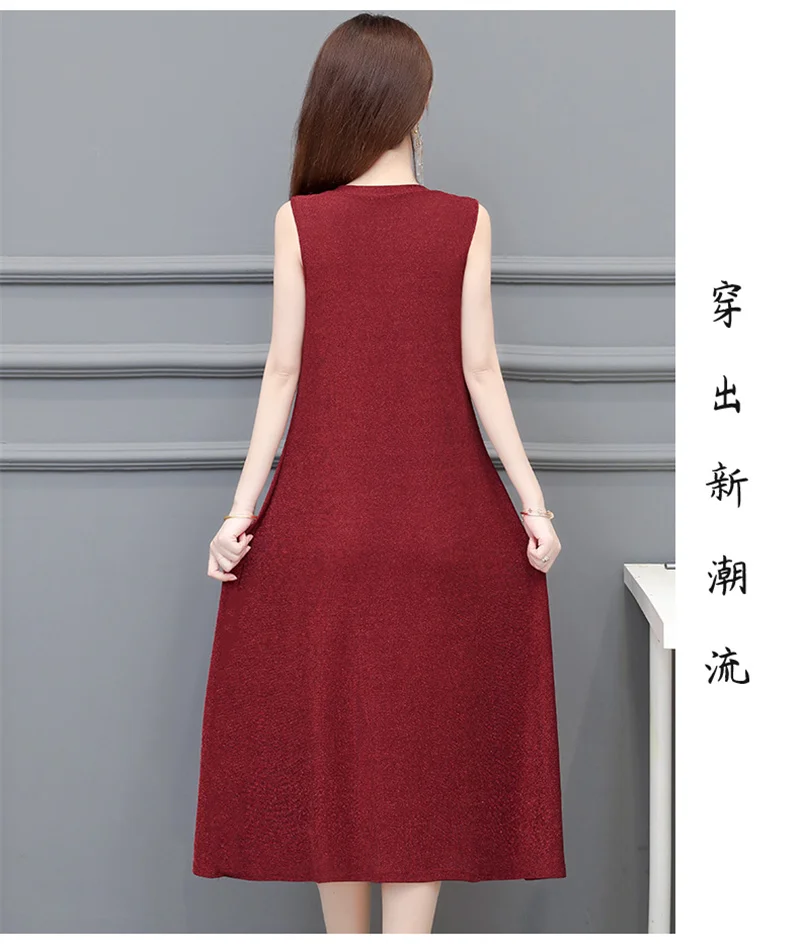 Cheongsam Dress Women's Sleeveless Mid To Long Retro Vest Skirt Plus Size To Cover The Flesh Inner And Outer Long Skirt Trendy