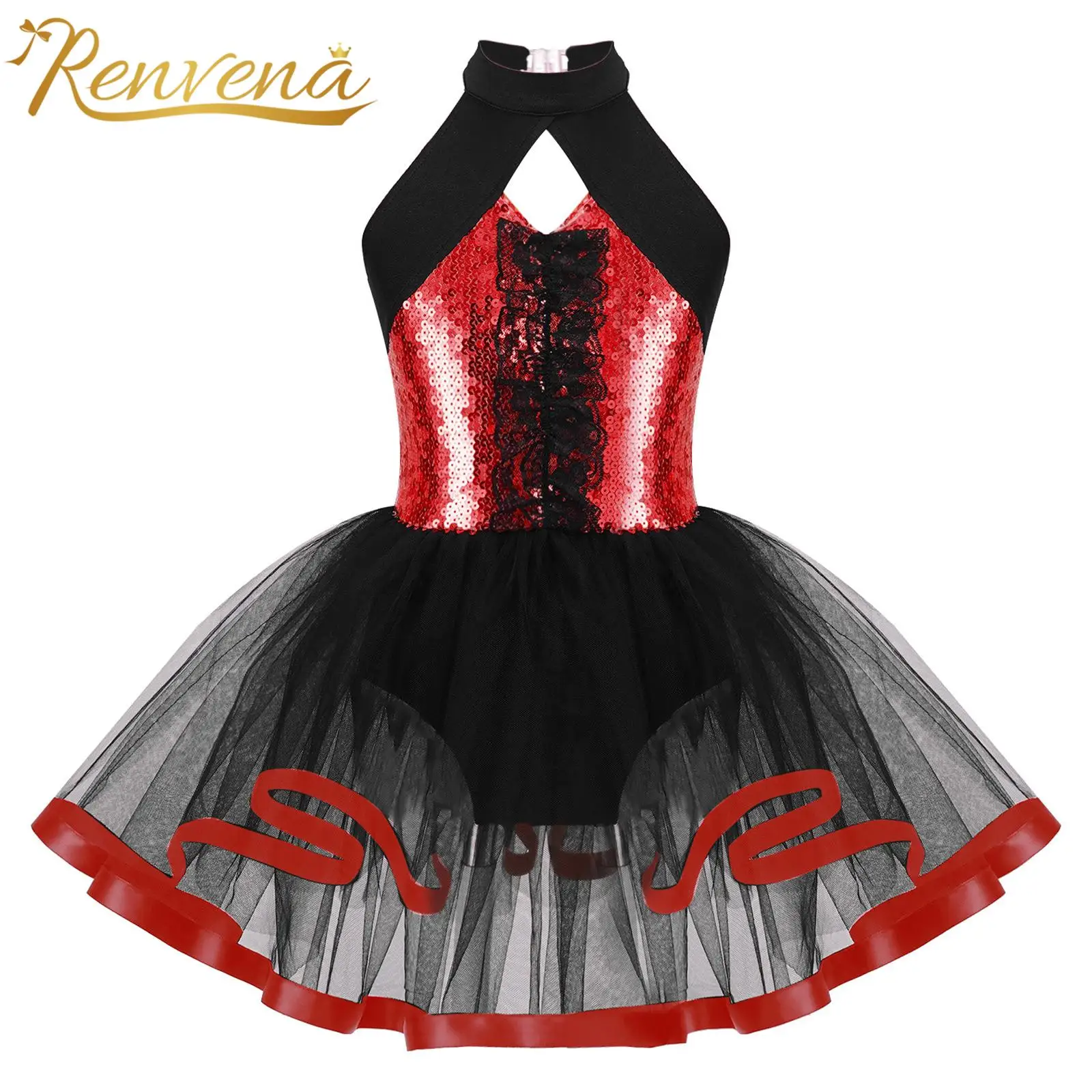 

Kids Girls Sparkly Sequins Jazz Ballet Dance Tutu Dress Gymnastics Leotard Dress Ballerina Outfit Stage Performance Costume