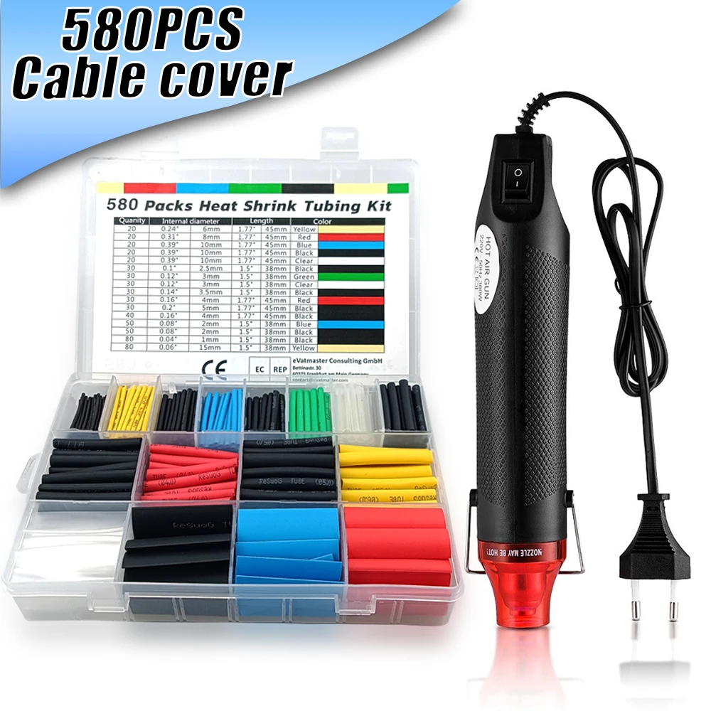 Osłona kabla danych Tuleja kablowa 580/328/127 szt. Zestaw rurek termokurczliwych 2:1 Termokurczliwa osłona przewodu Wrap Connect Cover Protection