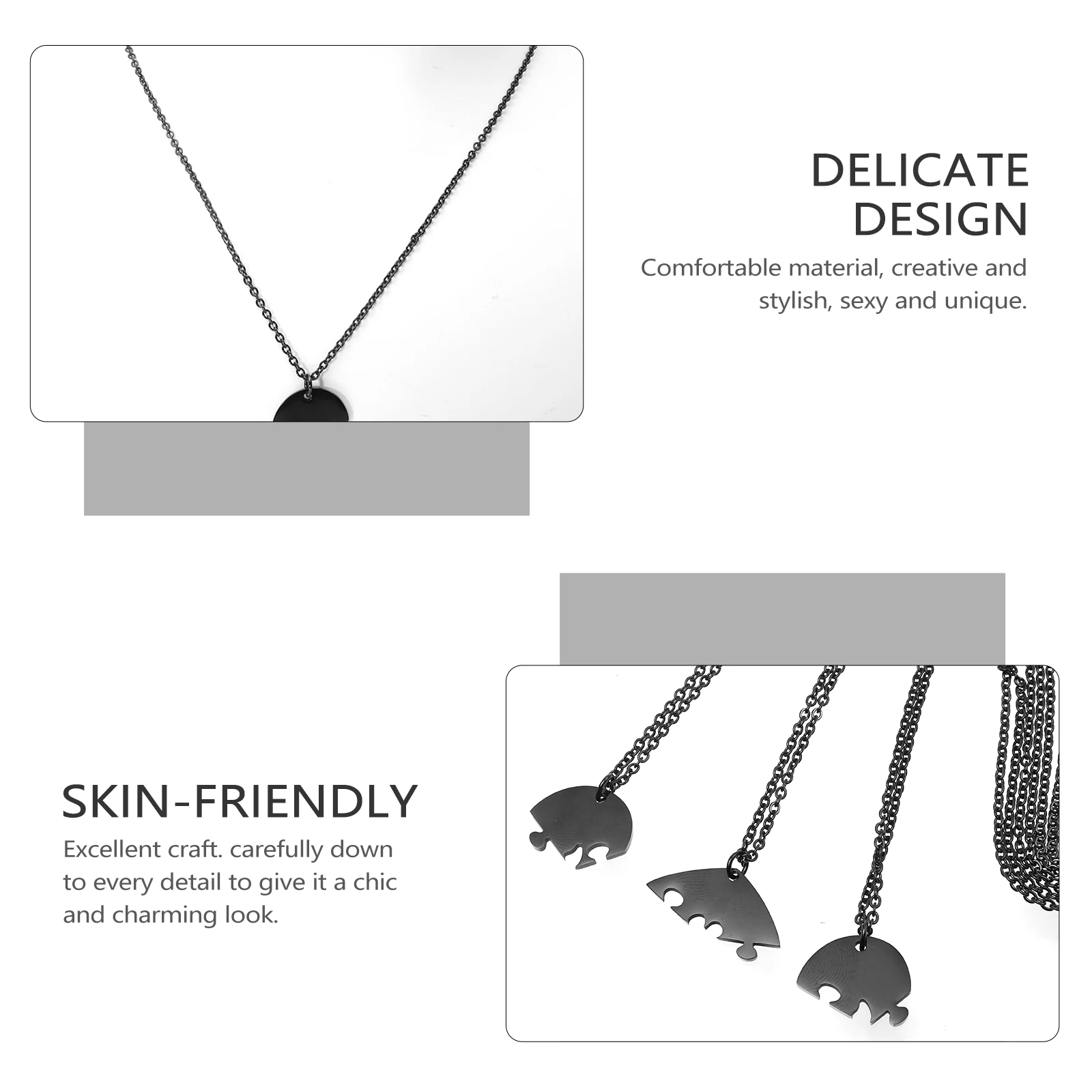 

1 set 1 Set Matching Heart Puzzle Necklace Friendship Titanium Steel Pendant For Women Girls Fade Resistant Hypoallergenic Long