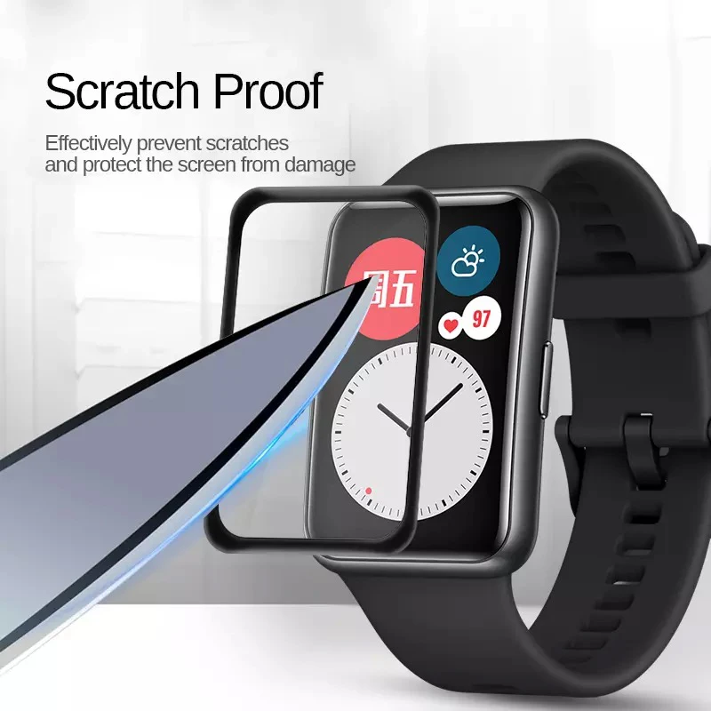 Protective Film Soft Glass For Huawei Band 8 7 6 Pro Smartwatch Full Cover Screen Protectors Film For Honor Band 7 6 Cover Strap