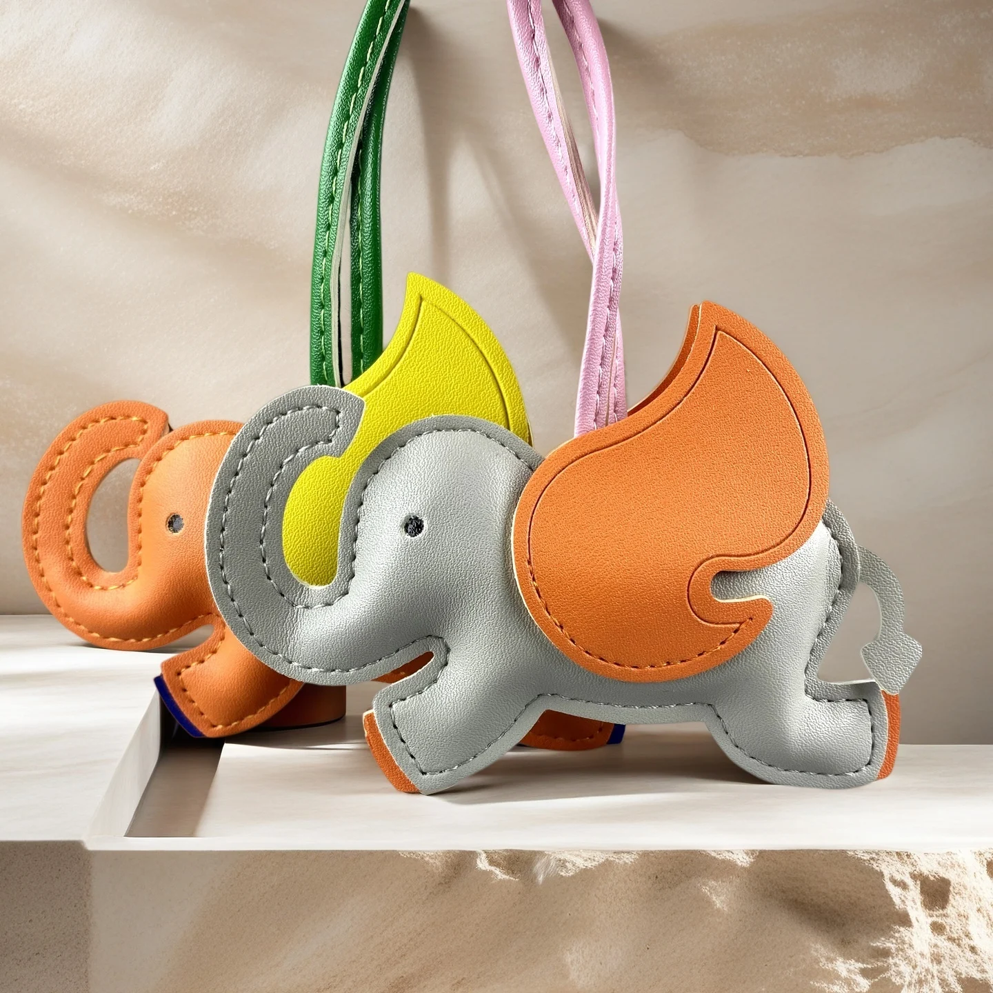 Playful PU Leather Dumbo Flying Elephant Bag Charm, Animal Pendant For Handbag,Backpack, Gift For Animal Lovers, Boho Style
