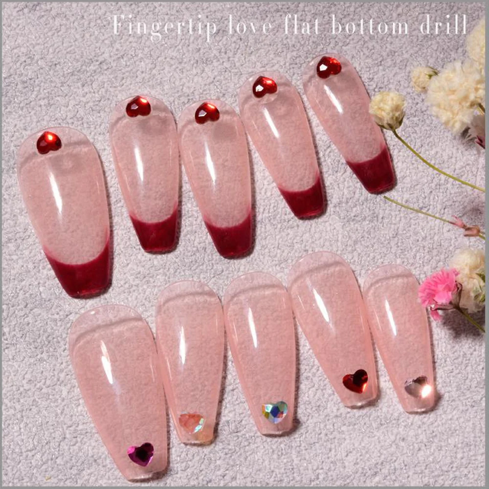 20Pcs Gem Heart Nail Art Charm 3D Crystal Clear Radiant resina trasparente Mini Heart Nail Ornament accessori per unghie creativi fai da te