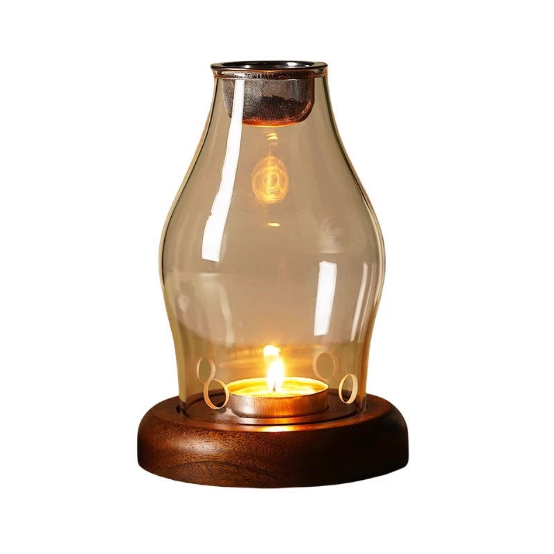 Incense Burner & Candle Lamp Vintage Glass & Resin Aromatherapy Holder Fire-Isolated Safe Design Heat-Resistant Durable Decor