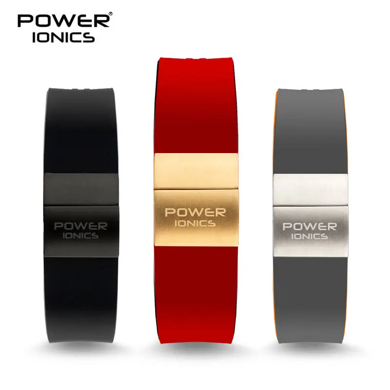 Original POWER IONICS Trend Black Technology Negative Ion Health Sports Waterproof Bracelet