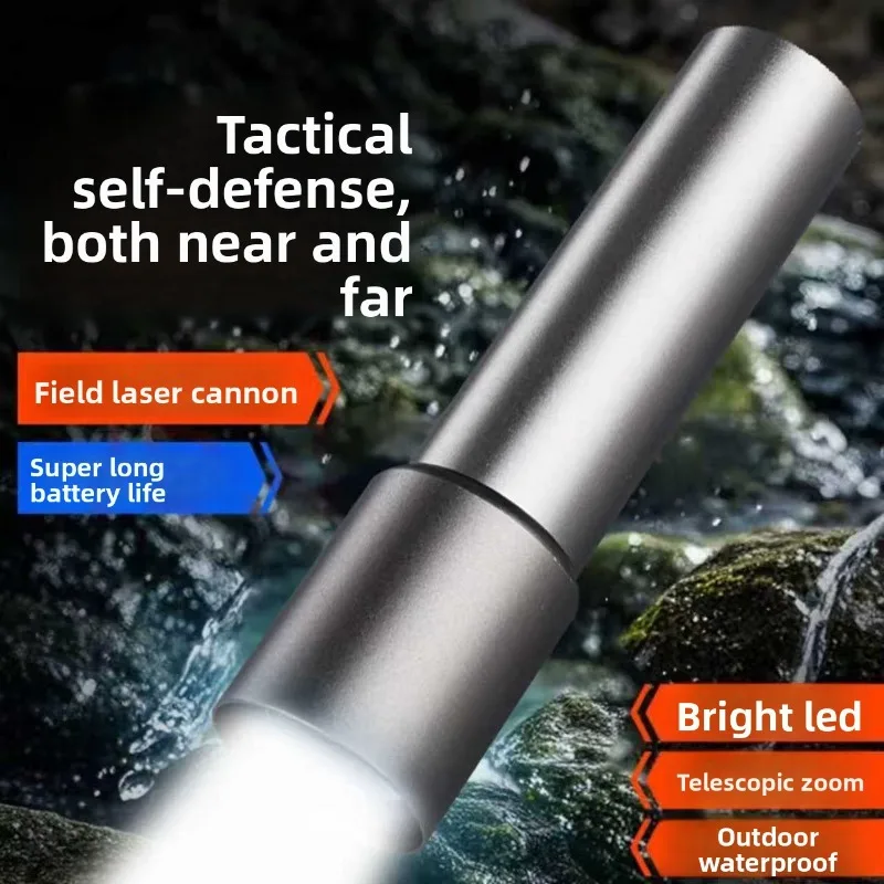 Exploration Aluminum Alloy Flashlight Strong Light Compact Portable Retractable Zoom Rechargeable Camping Night Fishing Outdoor