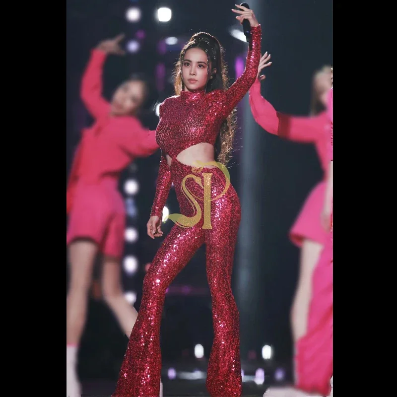 جديد إمرأة المغني الجاز أزياء رقص مثير انقطاع الترتر بذلة عباءة مجموعة Ds Dj مرحلة الأداء وتتسابق كلوبوير