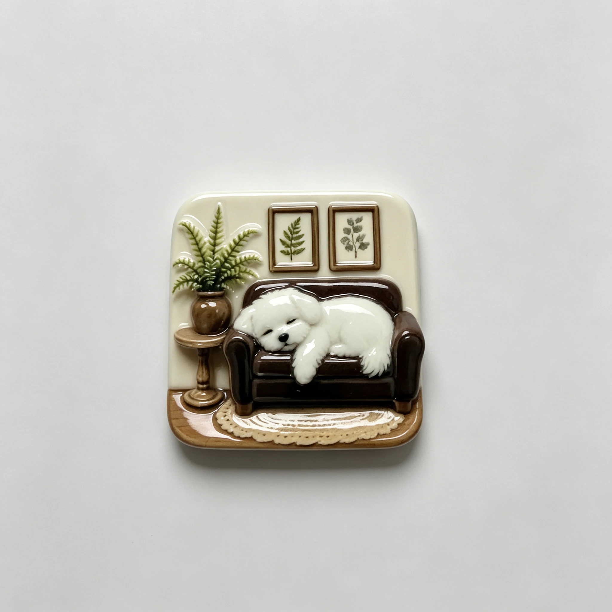 Sofa Sleeping Puppy Creative Resin 3D Relief Fridge Magnets Travel Commemorative Gift for Friends
