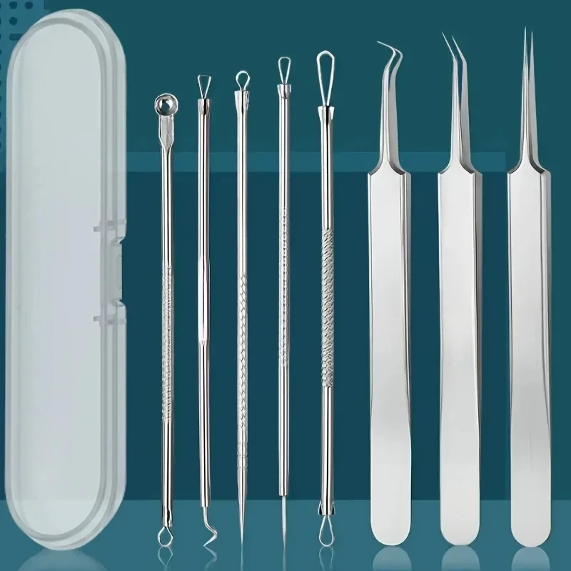 1/3/5/8-teiliges Set zum Entfernen von Mitessern aus Edelstahl, professionelles Set zum Ausdrücken von Pickeln, für die Entfernung von Akne und Hautunreinheiten. – Detail 1