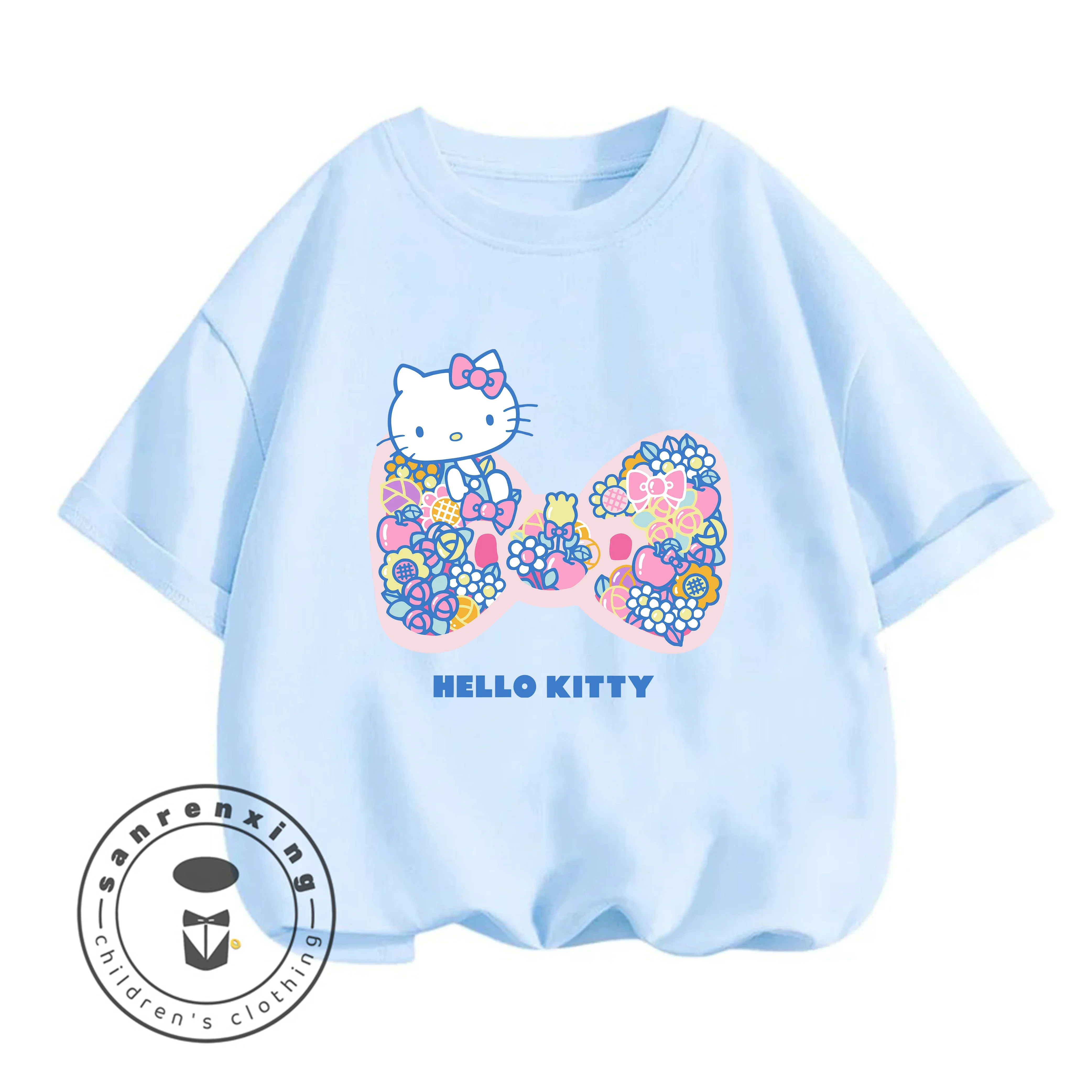 

Street Lovely 2026 Crew Neck Tshirt Hello Kitty 3-14Y Kids Summer Cute Kawaii Cartoon Hot Fashion Outdoor Casual Stylish