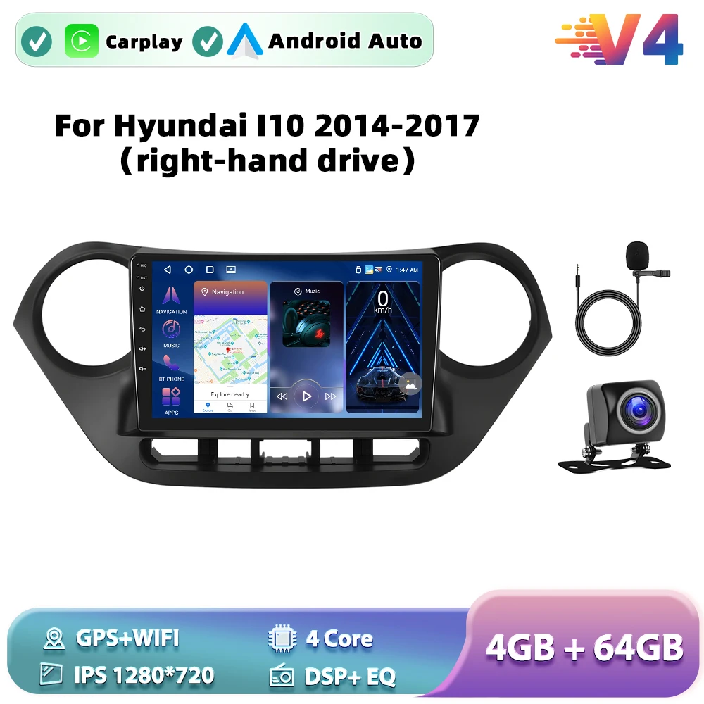 Podofo Android Car Multimidia Player For Hyundai I10 2014-2017 Auto Radio GPS Navigation Carplay Touch Screen NO 2DIN DVD image 3