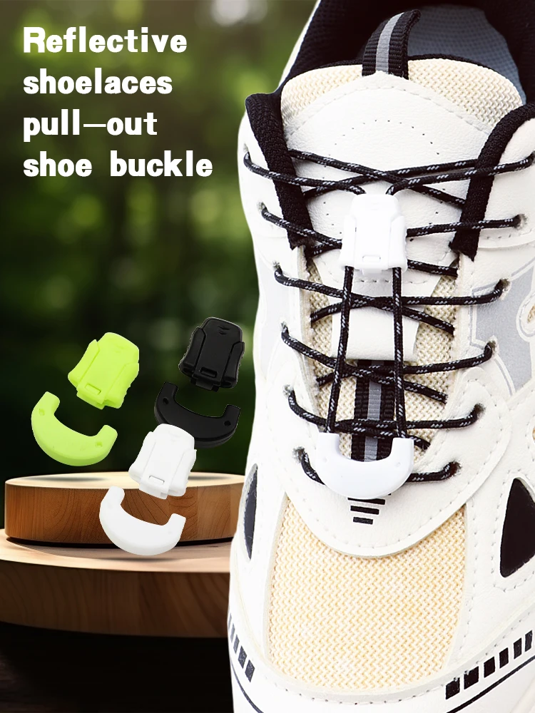 Reflektierende Schnürsenkel-Schnalle ohne Binden, Schnellverschluss für Sportschuhe, Laufschuhe und Sneaker – Detail 1
