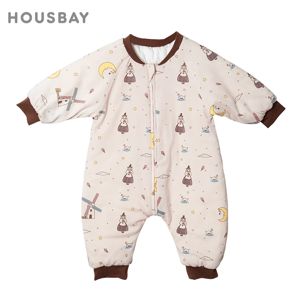 Saco de dormir para niños de 1 a 4 años, estampado de ciudad de cuento de hadas para niñas, 100% de algodón, ropa de dormir suave para niños, pijamas cálidos para invierno y otoño