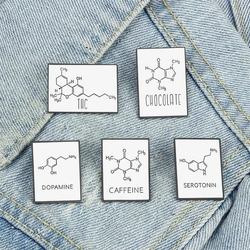Chemical Molecular Formula Enamel Pin Creative Science CAFFEINE DOPAMINE Brooch Custom Bag Lapel Badge Gift for Students Friends