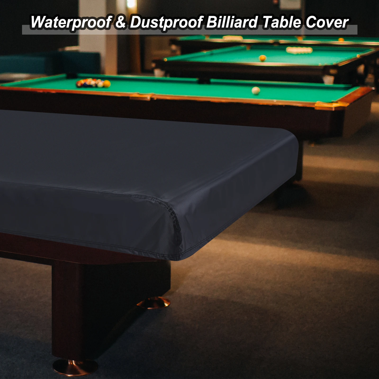 7/8 Ft Billiard Pool Table Cover 210D/420D Polyester Sun Rain Protection Billiard Table Covers for Patio Table Snooker Billiard