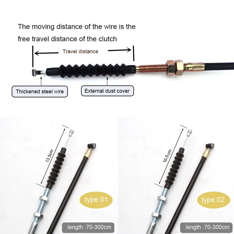 Motorcycle Clutch Cable 10.5cm Stroke Length Type 02 for 50cc 70cc 90cc 110cc 125cc 150cc 200cc 250cc Dirt Pit Bike ATV