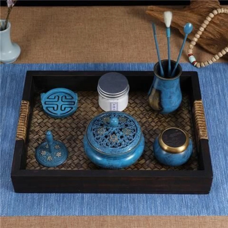 

9pcs Suit Pure Copper Burning Blue Incense Products Incense Burner/Shovel/Spoon/Sweep Home Office Yoga Aromatherapy Tool