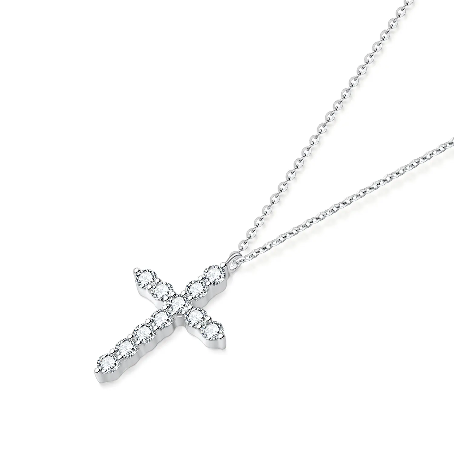 NGIC/NGTC Lab Grown Diamonds Cross Pendant Necklace 18K White Gold Necklace For Women Jewelry