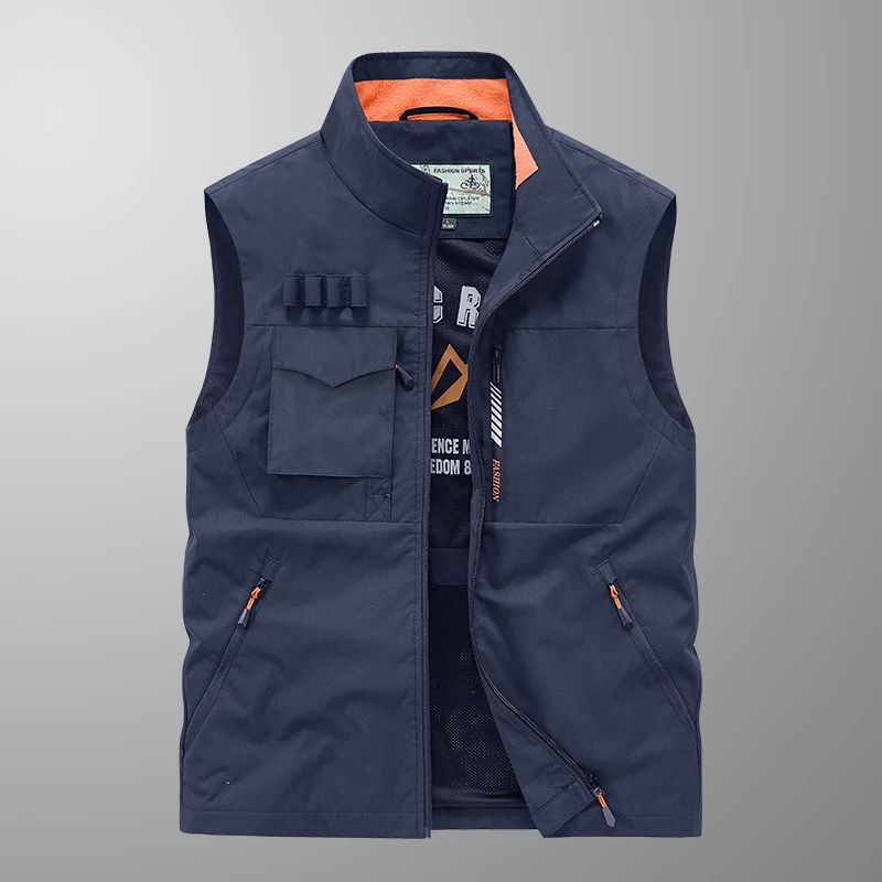 New fashionable and versatile men\'s vest, outdoor casual multi pocket fishing mesh vest, men\'s photography camisole jacket