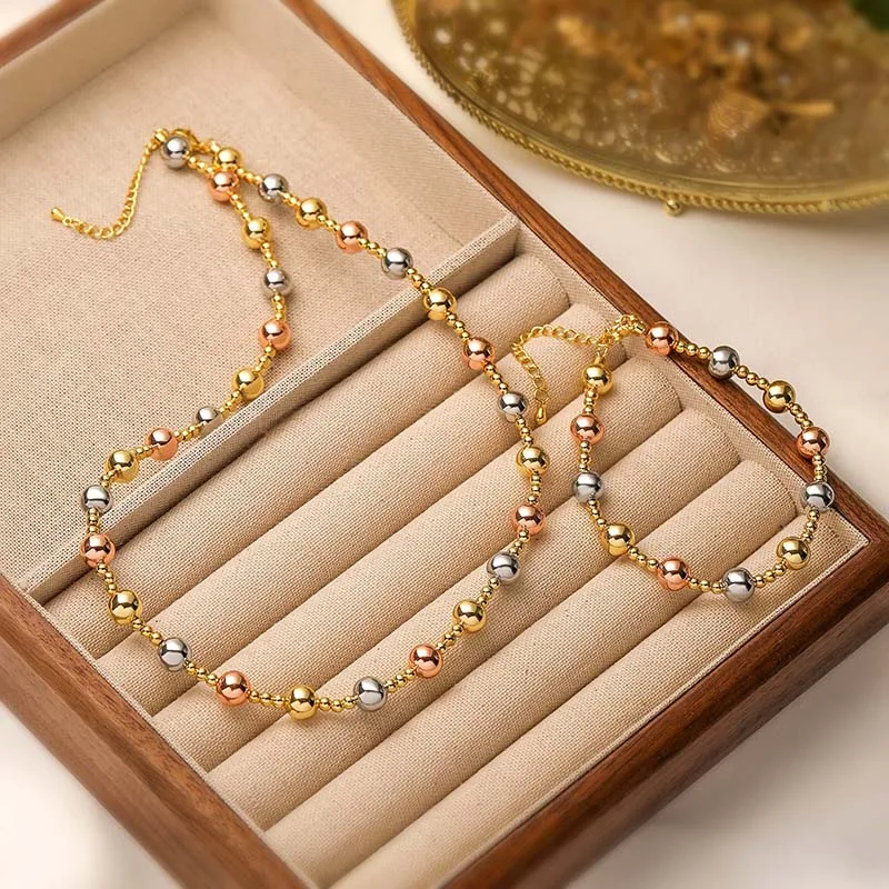 HECHENG, Spleißfarbene Perlen, 18 Karat vergoldetes Messing, Halskette, Armband, Damen, gleiche Serie, beliebter Schmuck