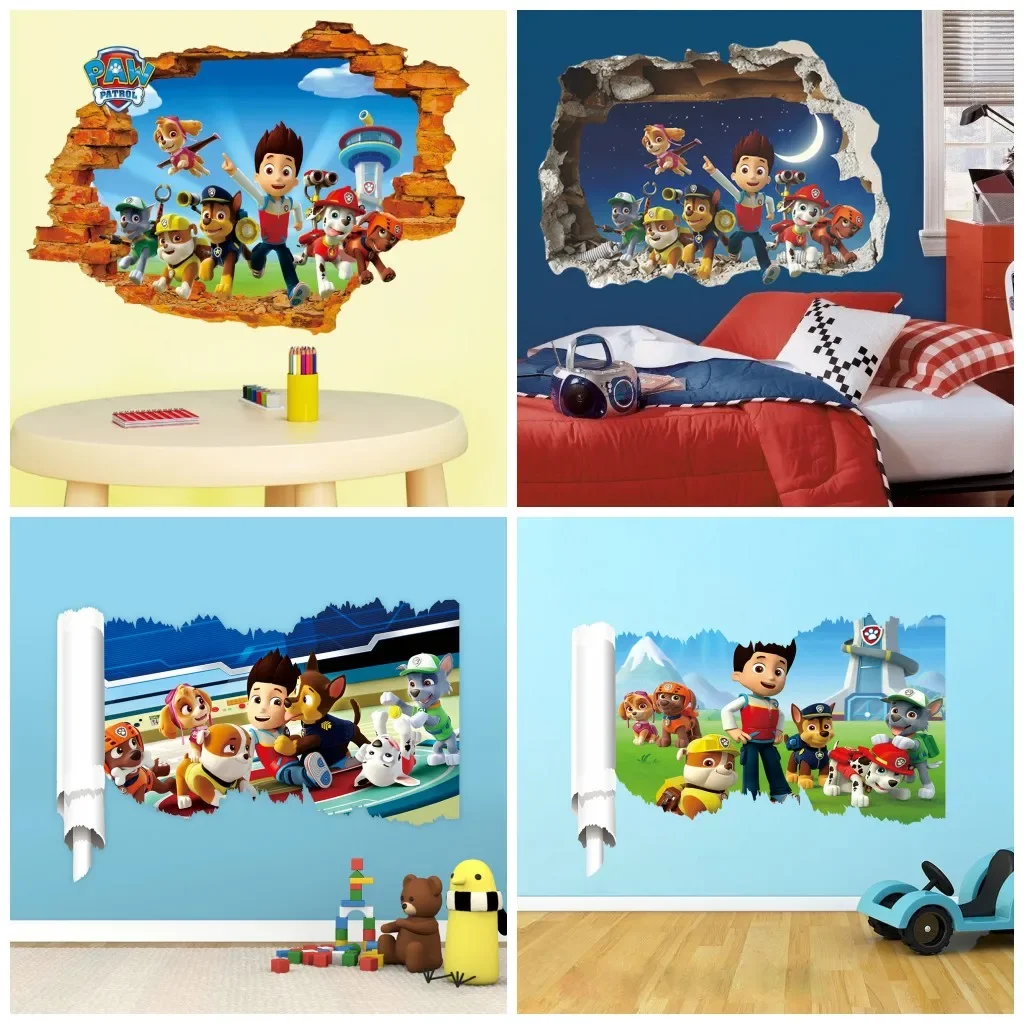 Hot 2pcs/3pcs Pawed Patrol Wall Stickers for Kids - Boys & Girls Modern Home Decor PVC Removable DIY Decoration for Living Room