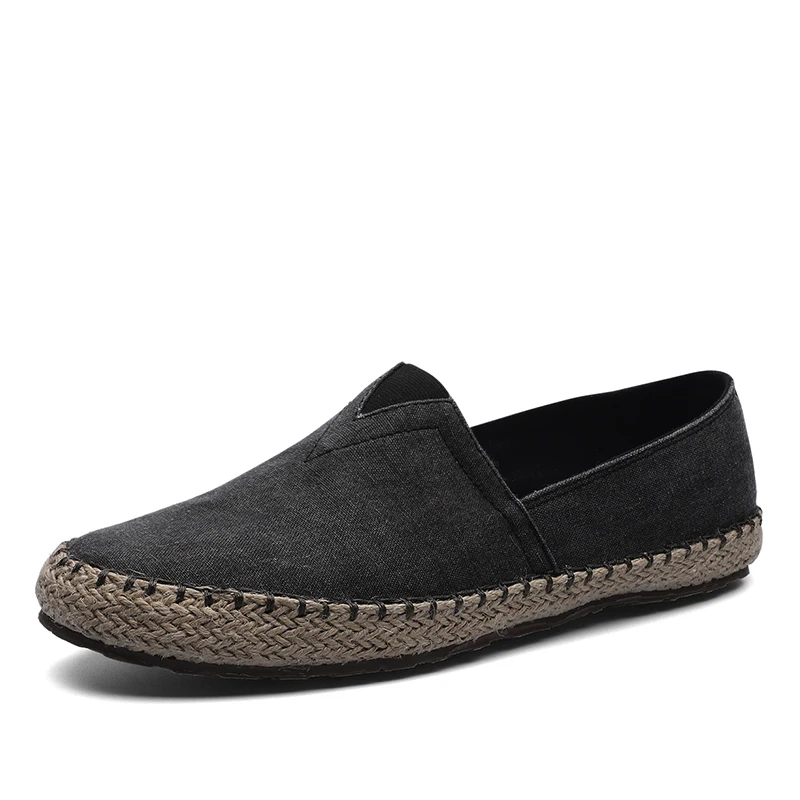 Summer Breathable Woven Linen Shoes Lightweight Fashionable Casual Slip-On Canvas Sneakers Low Top Easy To Wear Shoes For Men