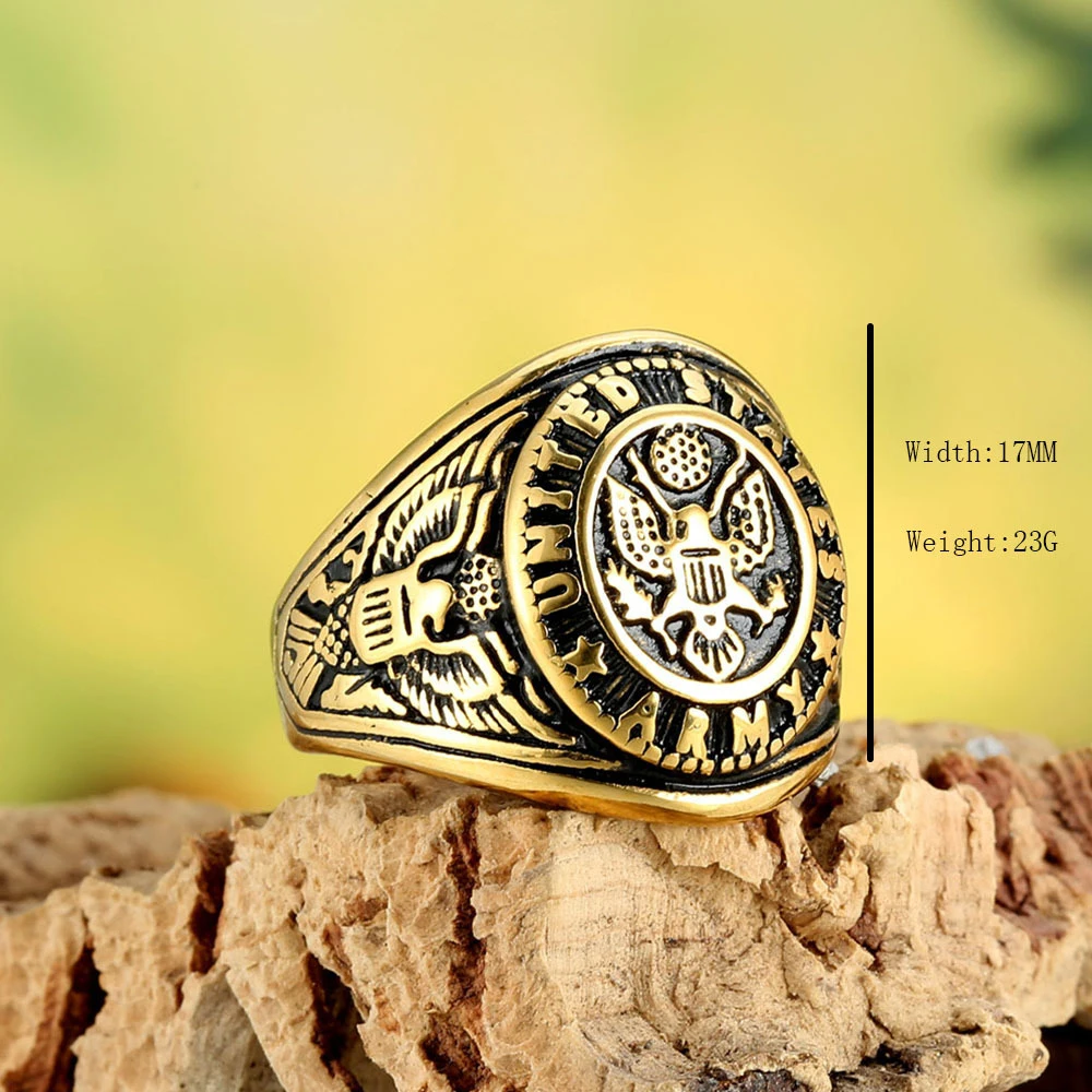 Vintage U.S. Army Eagle Rings for Men Stainless Steel U.S. Army Ring Marine Corps Badge Ring Fashion Jewelry Gift Dropshipping