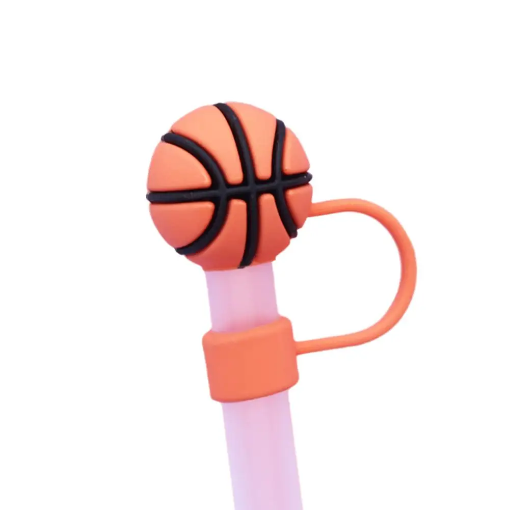 Sports Ball Straw Covers Cap Compatible With Cute Football Basketball Straw Cap Stopper For Reusable Straws Tip Lids