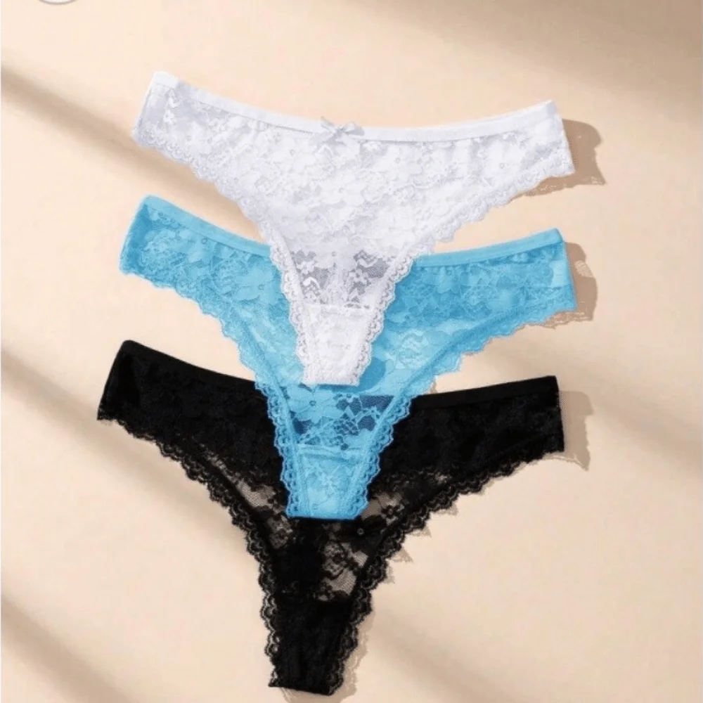 Underpants Low Waist Women Lace Thong Lingerie Transparent Mesh Briefs Seamless Underwear Lace Panties Women