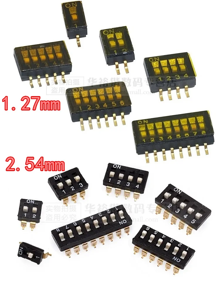 Direct dial code switch DIP black SMD switch KM-01 DSHP02 04 08 DP-1P/2P/3P/4P/5P/6P/7P/8P/9P/10P/12P 1.27MM 2.54MM feet pitch