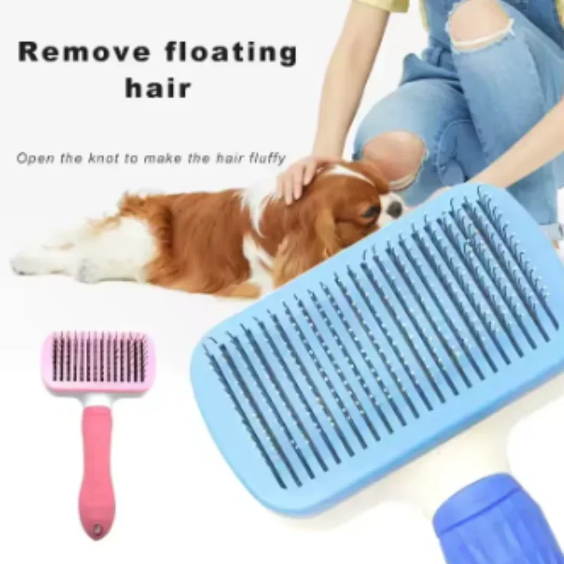 Cepillo autolimpiable con peine retráctil para gatos y perros - imagen 4