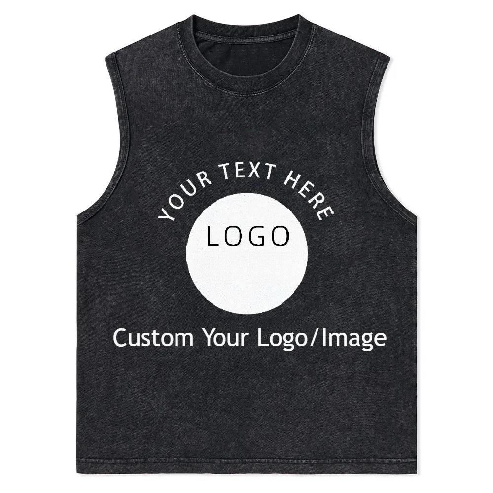 

Custom Vintage Washed Cotton Tank Top-Personalized Sleeveless Shirt for Men Women,Customizable Logo/Image for Workout&Daily Wear
