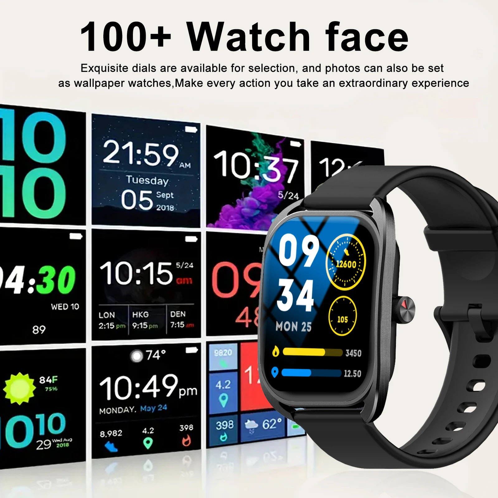 Smart watch, can answer and make calls, has message reminders, compatible with Android and iPhone