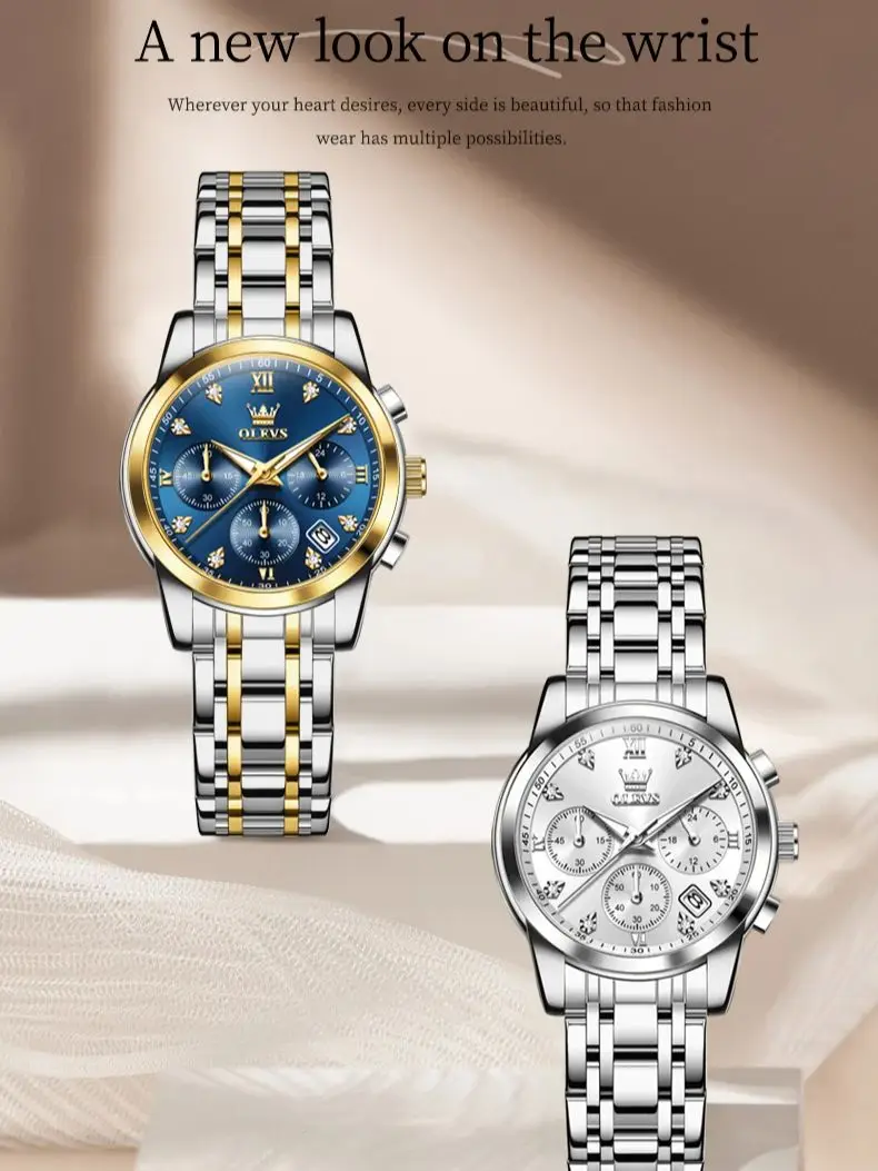 OLEVS 2858 Frauen Uhr Luxus Marke Quarzuhr Wasserdicht Leucht Datum Chronograph Frauen Armband Kleid Diamant Uhr Reloj