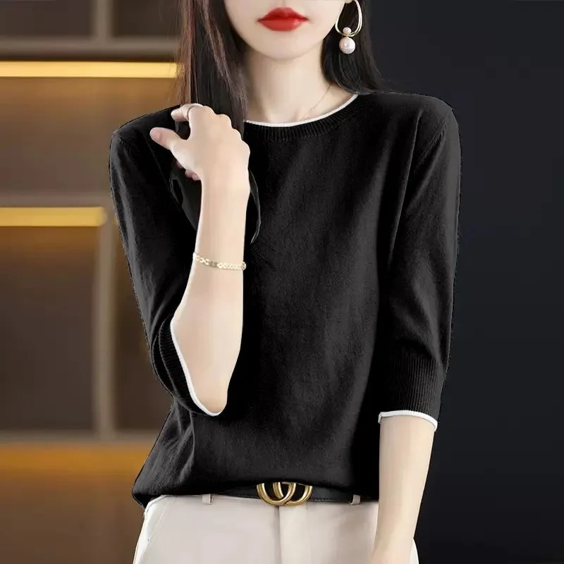 Womens Sweaters Spring Autumn O-neck Knitted Pullovers Loose Bottoming Shirt Cashmere Fashion Jumper Shirt Pull Femme