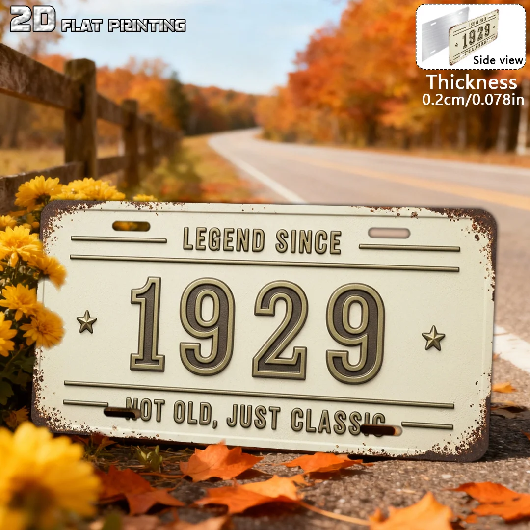 Vintage Distressed Year Number Landscape Print Slogan License Plate Metal Tin Sign Retro Wall Decor For Bar Cafe Home Garden