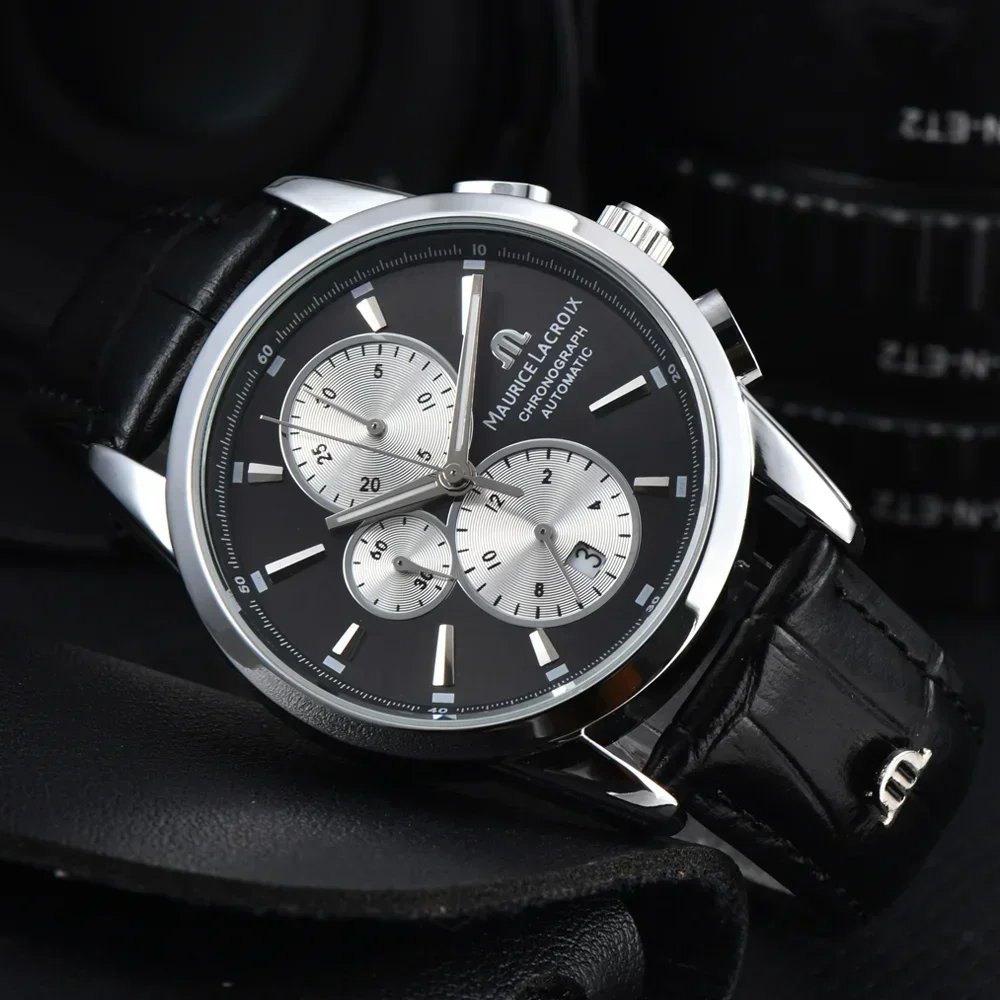 High Quality Maurice Lacroix Brand Watches For Mens Multifunction Chronograph WristWatch Business Precious Quartz AAA Male Clock image 3
