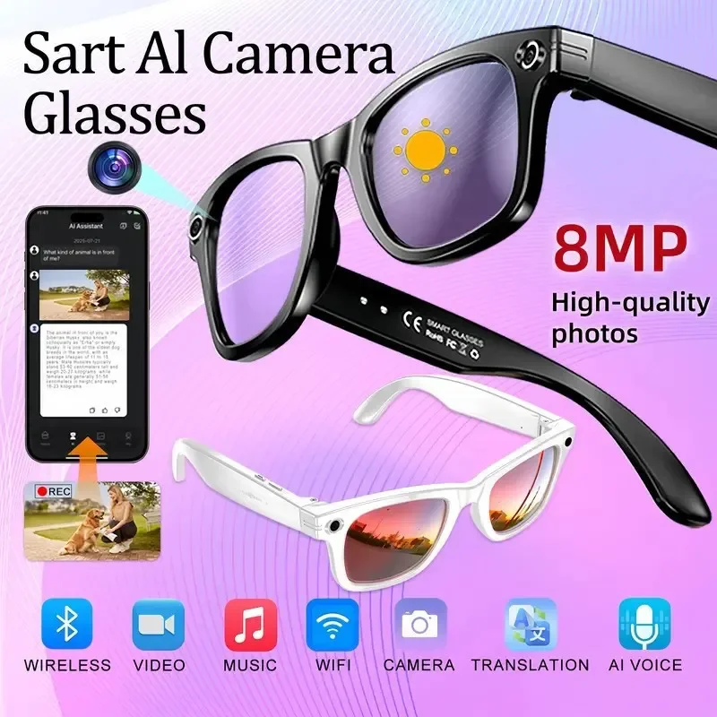 High Definition Shooting AI Smart Glasses with Camera Bluetooth AI Translation Video To Take Pictures and See The Real Thing